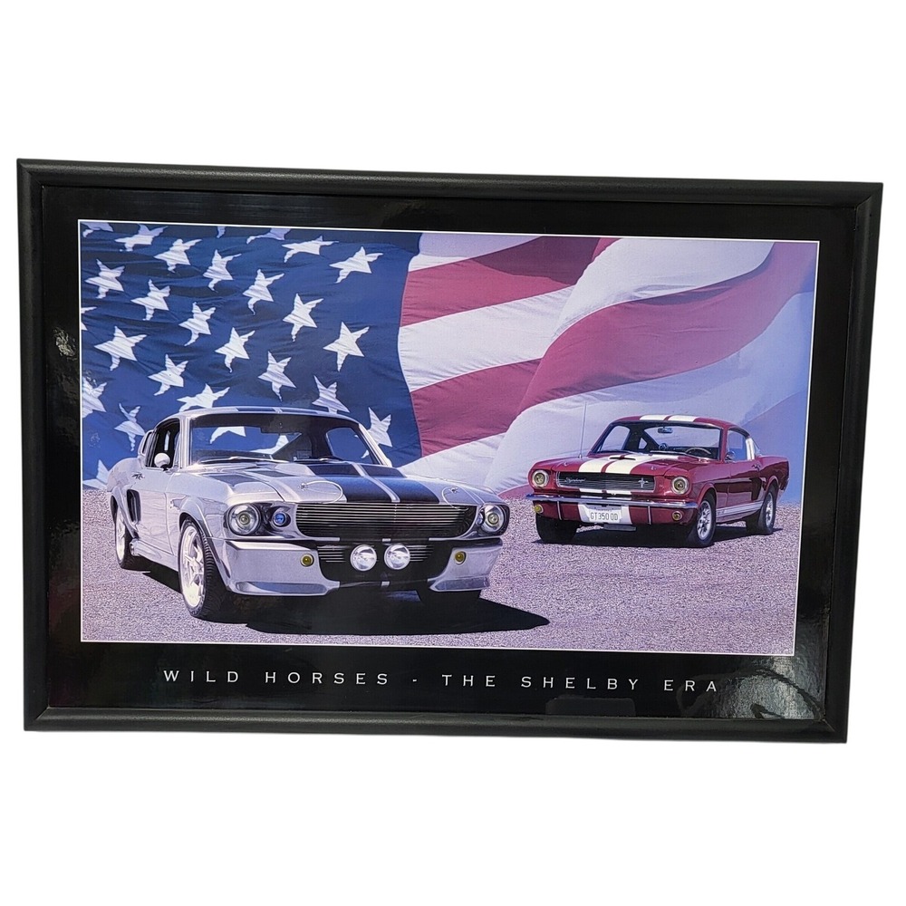 Electric Art Wild Horses Shelby Era Illuminated Mustang Framed Picture 19x12*